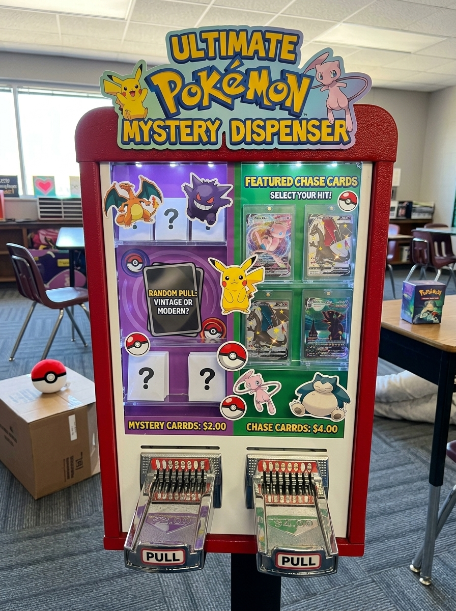 Pokemon mystery dispenser flat vending machine with pull handles
